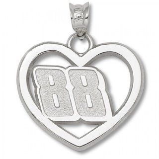 Number 88 Heart Pendant   Nascar in Silver   Sterling   Cute   Unisex Adult GEMaffair Jewelry