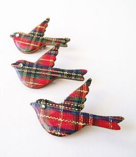 tartan birdie brooch by matin lapin