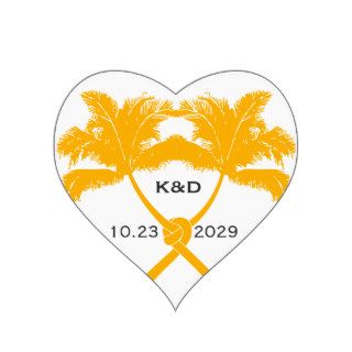 Knot Palm Trees Beach Tropical Wedding Modern Chic Heart Sticker