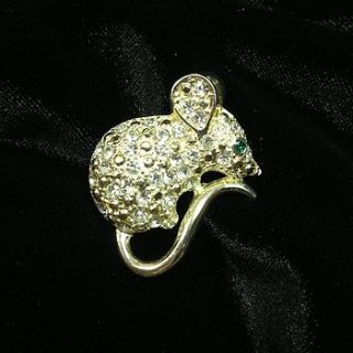 vintage silver tone mouse brooch by iamia