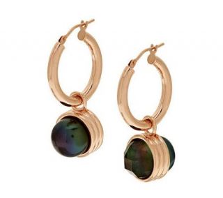 Honora Cultured Pearl Reversible Bronze Drop Hoop Earrings —