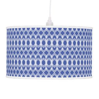 Cobalt Blue Diamond Trellis Lattice Pattern Ceiling Lamp
