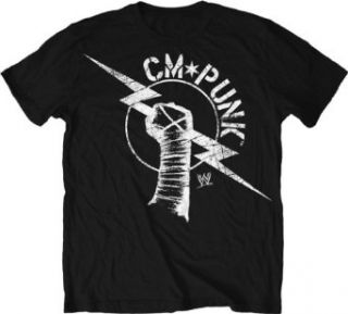 WWE CM Punk fist design Men's T shirt, Black, Small Clothing