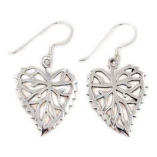 silver leaf heart earrings by charlotte's web