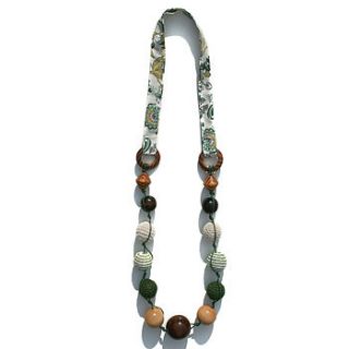 olive green long beaded necklace by handmade by hayley
