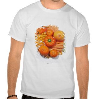 A selection of orange fruits & vegetables. t shirt