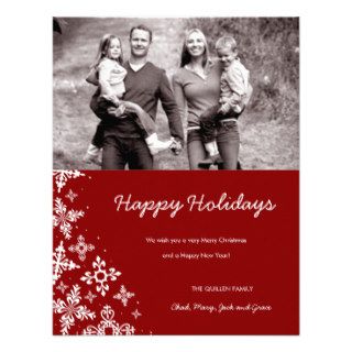 311 Falling Snow  Red Christmas Photo Card Custom Announcement