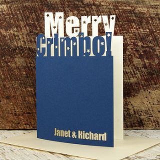 pack of personalised merry chrimbo cards by urban twist