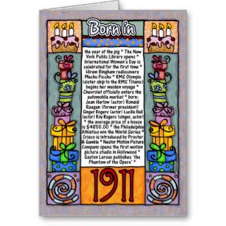 Fun Facts Birthday   Born in 1911 Cards