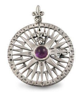Compass Pendant in Amethyst and Sterling Silver Jewelry