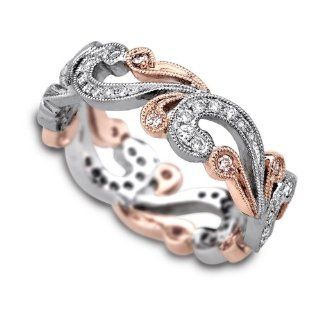Kirk Kara Angelique Collection Scroll Band With 0.21 Carat Total Diamonds in 18K White and Rose Gold Wedding Bands Jewelry