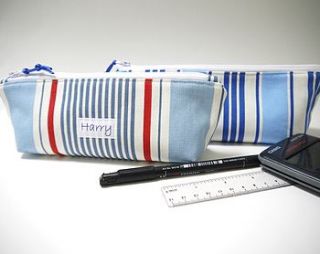 personalised striped design pencil case by jackie at heavenlyhearts