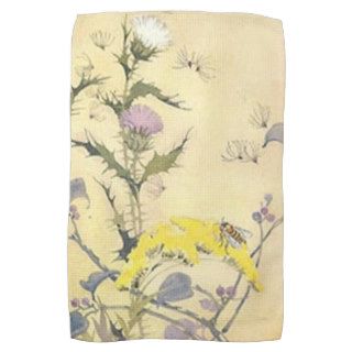 Vintage Wildflowers Thistle Queen Anne's Lace Kitc Towel