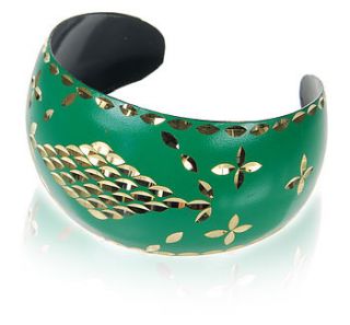 hand enamelled emerald cuff by ethical trading company