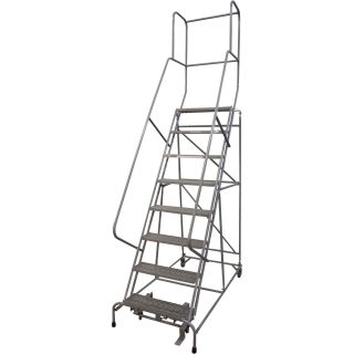 Cotterman (Rolling) Ladder w/CAL OSHA Rail Kit — 80in. Max. Height  Rolling Ladders   Platforms