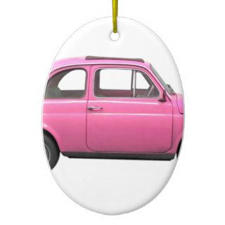 Pink Fiat 500 vintage Italian car Ornament