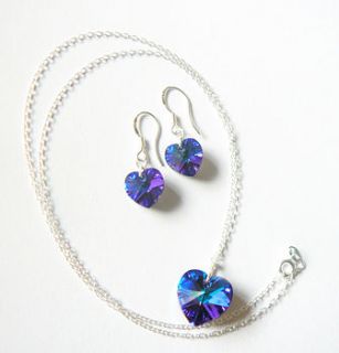 heart pendant set made with swarovski crystals by clutch and clasp