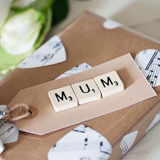 'mum' vintage scrabble gift tag by bookish england