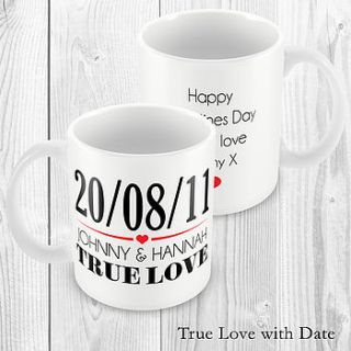 personalised true love with date mug by able labels