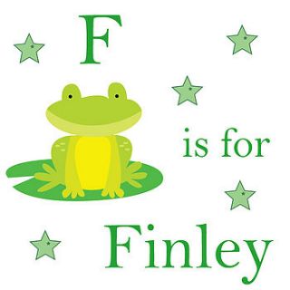 personalised frog name print by lush baby