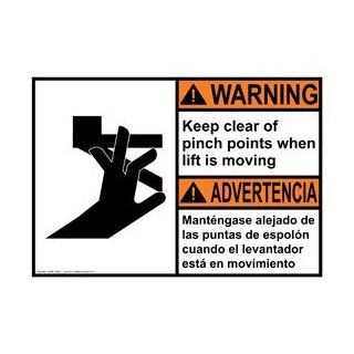 ANSI WARNING Keep Clear Pinch Points Lift Bilingual Sign AWB 14587  Business And Store Signs 