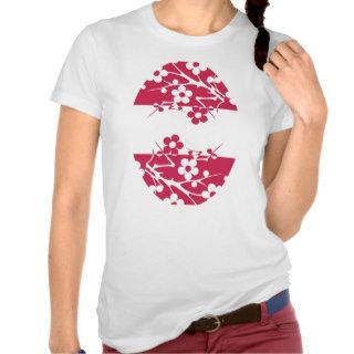 Dark Pink Floral Oval T shirts