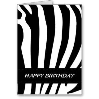 Zebra stripes black & white happy birthday card