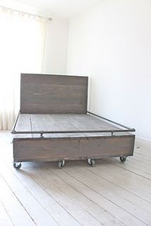 reclaimed wood bed with storage drawers by inspirit