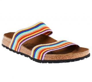 Birkis Curacao Striped Double Elastic Strap Slip on Sandals —