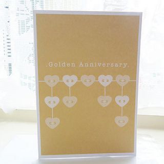 golden wedding anniversary card by ello design