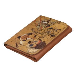Hokusai's 'Seven Gods of Fortune' Leather Tri fold Wallet