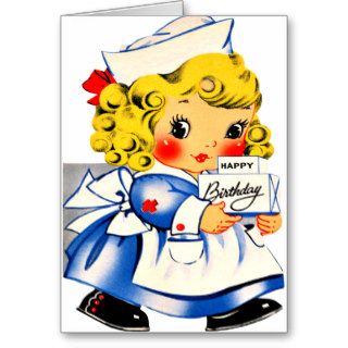 Little Girl Nurse   Retro Happy Birthday Cards