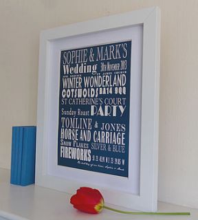personalised wedding print by milly's cottage
