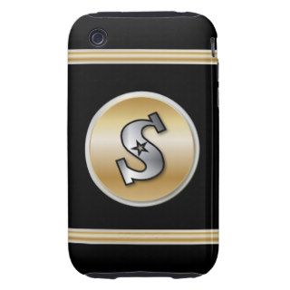 Monogrammed gold and silver effect letter S iPhone 3 Tough Covers