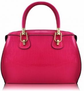 KCMODE Ladies Designer Pink Celebrity Style Womens Faux Croc Leather Grab Handbag Clothing