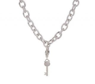 Judith Ripka Sterling and Diamonique 18" Necklace w/Key Charm —