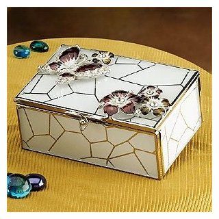 Burgundy Butterfly Floral Jewelry Box Container Accessory Jewel Holder Jewelry