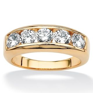 Ultimate CZ 18k Gold over Sterling Silver Men's Cubic Zirconia Wedding Band Palm Beach Jewelry Men's Rings