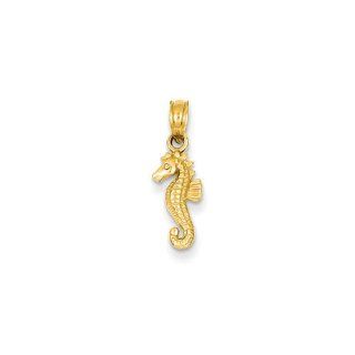 Mini Seahorse Pendant In Solid 14 Karat Yellow Gold Jewelry