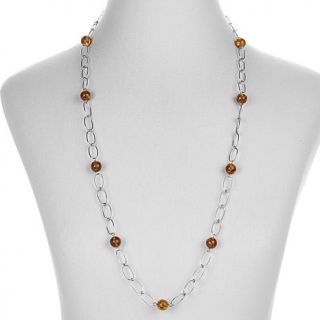 Age of Amber Lemon Amber Sterling Silver Oval Link Chain 36" Necklace