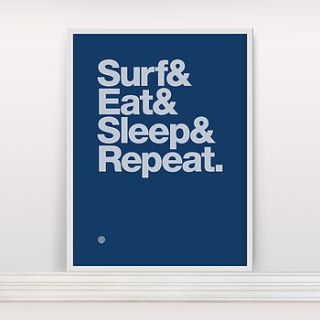 'surf and eat' screen print by anthony oram