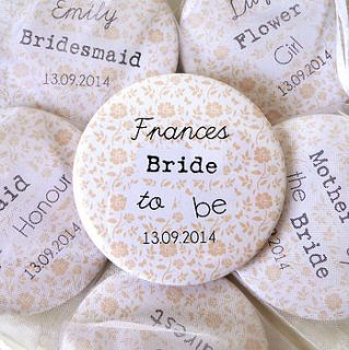 personalised floral bridal party mirrors by emily parkes art