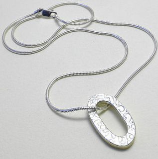 embossed silver oval loop necklace by papermetal