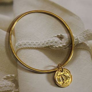 personalised wax seal gold bangle by posh totty designs boutique