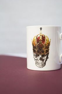 skull in red crown bone china mug by melody rose
