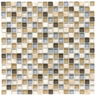 SomerTile 11.75x11.75 in Reflections Mini 5/8 in River Glass/Stone Mosaic Tile (Pack of 10) Somertile Wall Tiles