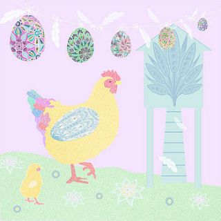 easter chicken and chick card by victoria hooper duckham