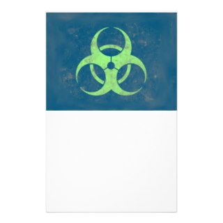 Biohazard Lime Green Blue Background Stationery Paper
