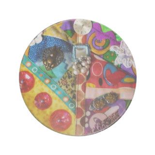 Artsy Mixed Media Patchwork Quilted Design Beverage Coaster