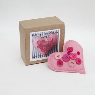 felt heart pincushion sewing kit by gemima craft kits